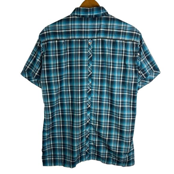 Kuhl Eluxur Shirt Men's Large Blue Plaid Short Sleeve Button Up Outdoor Hiking - Picture 2 of 7